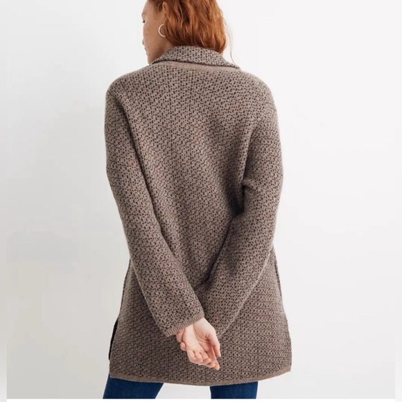 Madewell Brown patterned coat cardigan wool blend warm winter fall cabin core - Picture 3 of 16